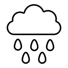 Cloud Raindrops Line Icon