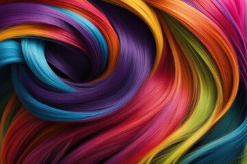 Obraz premium Swirls of Multicolored Dyed Hair Strands