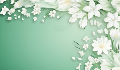 spring sale banner with flowers and leaves