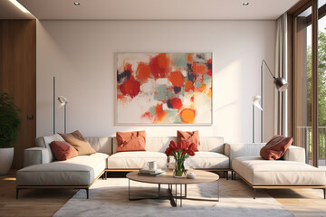 modern living room with sofa.