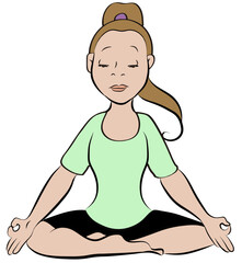YOGA WOMAN MEDITATING IN LOTUS YOGA POSTURE