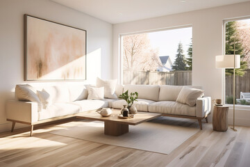 modern living room with sofa.