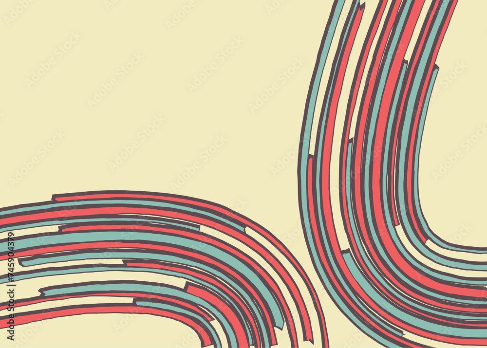 Poster minimalist background with curved brush lines pattern and with some copy space area