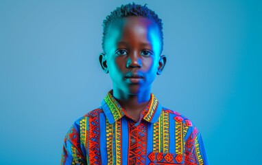 child stage, East African individual. Illuminate them againstA ivory background with professional lighting, Their faces should express indifference - obrazy, fototapety, plakaty
