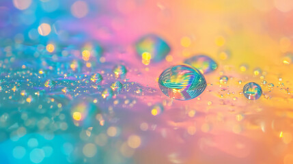 A close-up of dewdrops on a see-through surface - obrazy, fototapety, plakaty