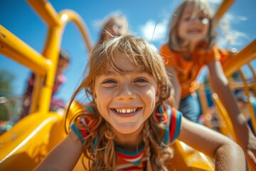 Little Girl Smiling on Slide