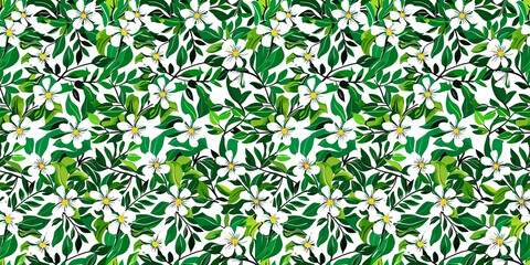 Fototapeta premium Seamless pattern flower and leaf texture wallpaper