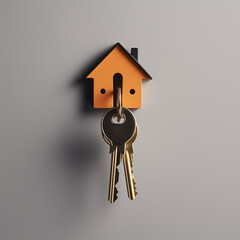 photo of modern house key hanging on a hook