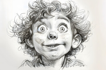 Funny Boy. Pencil Drawing Caricature