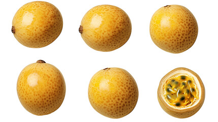 Banana Passion Fruit Isolated on Transparent Background for Vibrant Digital Art: Juicy, Fresh, and Colorful Top View PNG Illustration Adds Refreshment to Summer Dessert and Healthy Nut