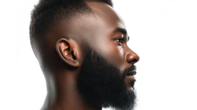 Profile Of Young African American Man Looking Away Isolated On White