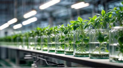 Hydroponic sustainable system vegetable agriculture farm. Indoor organic smart greenhouse. Plant cultivation for future medicine purposes