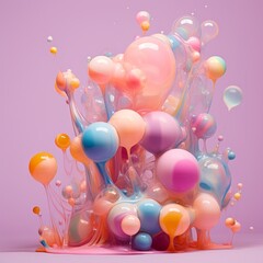 explosion of pastel colored chewy bubbles
