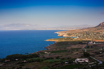 Paradise sea panorama from coastline trail of Scopello, Italy - 745908168
