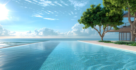 photo of Swimming pool in a luxury modern hotel by the sea