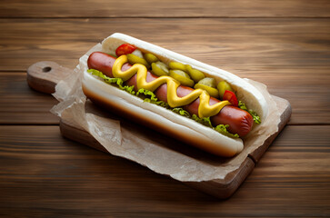 Hot dog with mustard and ketchup - 745909169