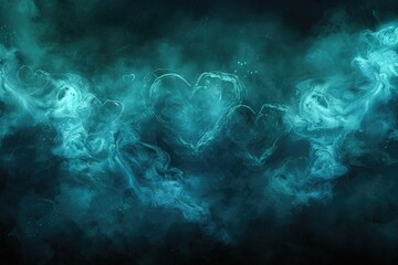 Fototapeta premium Ethereal Teal Smoke Swirls: Abstract Dark Background