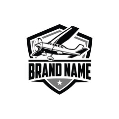 Small plane light aircraft emblem logo vector isolated. Best for aviation related industry