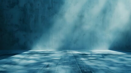 Empty room with blue light shadow and floor. Empty room with Wall Background. Natural shadow...