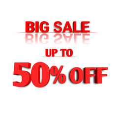Big sale business offer detail big sale up to 50% off banner with  red text.