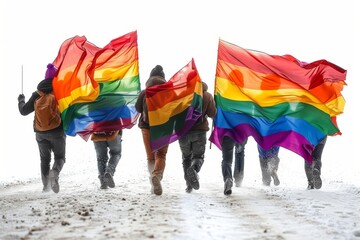 LGBTQ Pride web design. Rainbow thoughtful colorful canary diversity Flag. Gradient motley colored vibrant path LGBT rightsparade love supportiveness pride community