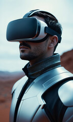 VR Man in futuristic. Generative AI