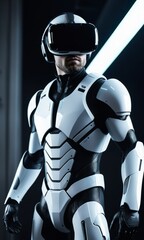 VR Man in futuristic. Generative AI