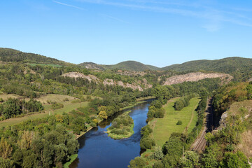 Fototapeta na wymiar Berounka River and Bohemian Karst, view from the Tetin village
