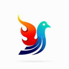 dove logo with fire wings concept