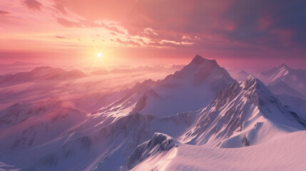 Naklejka na ściany i meble Beautiful Rocky Mountains with snow. Panorama