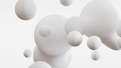 抽象的な白い背景。メタボール、リキッドボール、シャボン玉	