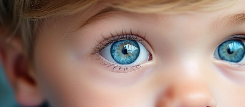 Innocent Wonder: A Captivating Close-Up of a Child's Enchanting Blue Eyes