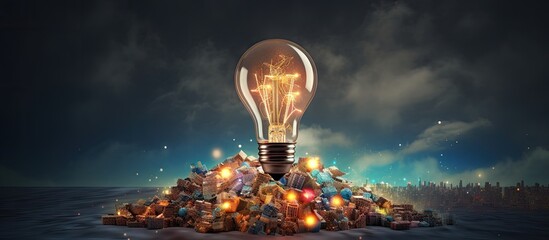 Innovative Light Bulb Containing a Variety of Creative Insights and Ideas for Business Success - obrazy, fototapety, plakaty