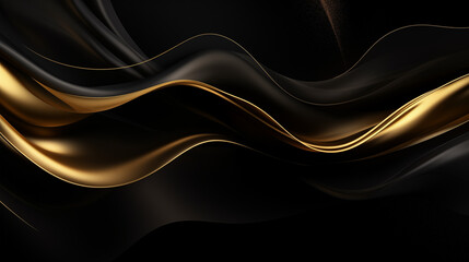 Abstract luxury gold and black fluid background.
