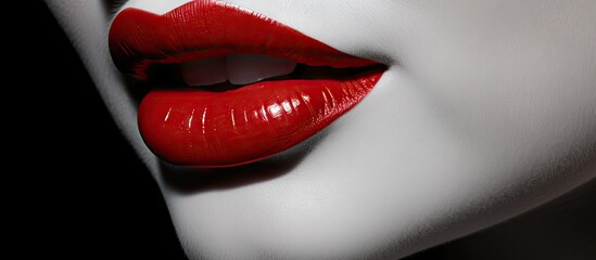 Seductive Red Lips Glamour in a Monochrome Beauty Capture for Fashion Concepts