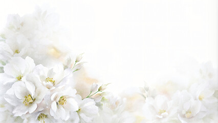 Fototapeta premium White Blossoms in Nature's Bouquet: A Beautiful Spring Bloom of White Flowers