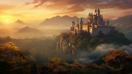 Fototapeta premium Abandoned medieval castle in the middle of the forest