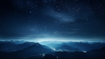 beautiful night sky with the mountains