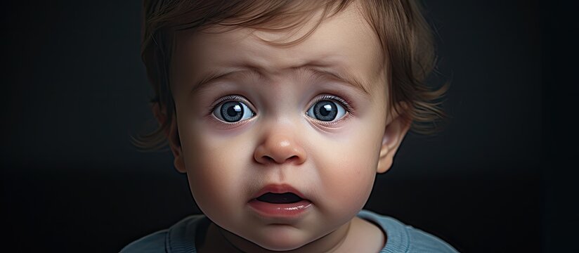 Innocent Baby Expresses Shock and Wonder with Wide Open Eyes and Quivering Lips