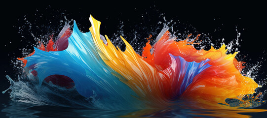 colorful watercolor ink wave splash, paint 28