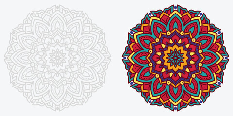 colourful modern mandala design , black and white mandala design, abstract mandala floral ornament	
