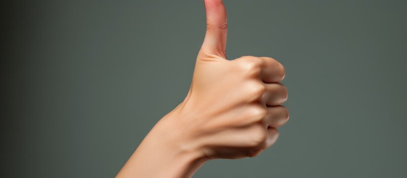 Empowering Gesture: Woman's Hand Showing Approval with Thumb Up Sign