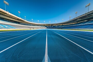 Athletic track in an empty stadium