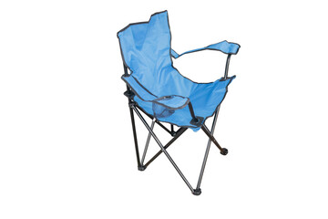 blue camping chair Isolated on white background.