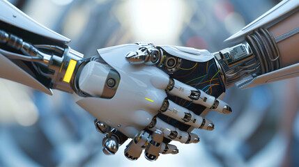 Business handshake between robot and human partner. - Powered by Adobe