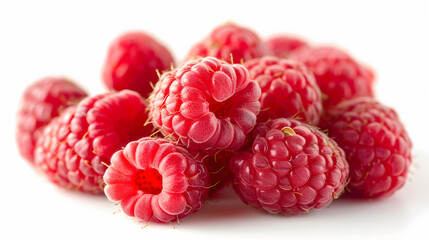 A bunch of bright red raspberries