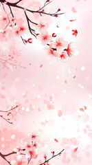 Fototapeta premium Cherry blossom isolated on white. AI generated art illustration.