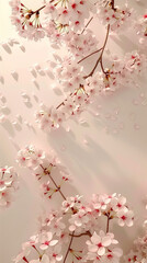 Fototapeta premium Cherry blossom isolated on white. AI generated art illustration.