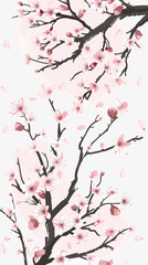 Fototapeta premium Cherry blossom isolated on white. AI generated art illustration.