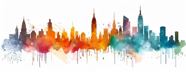 Tafelkleed City skyline in watercolor. © Creative